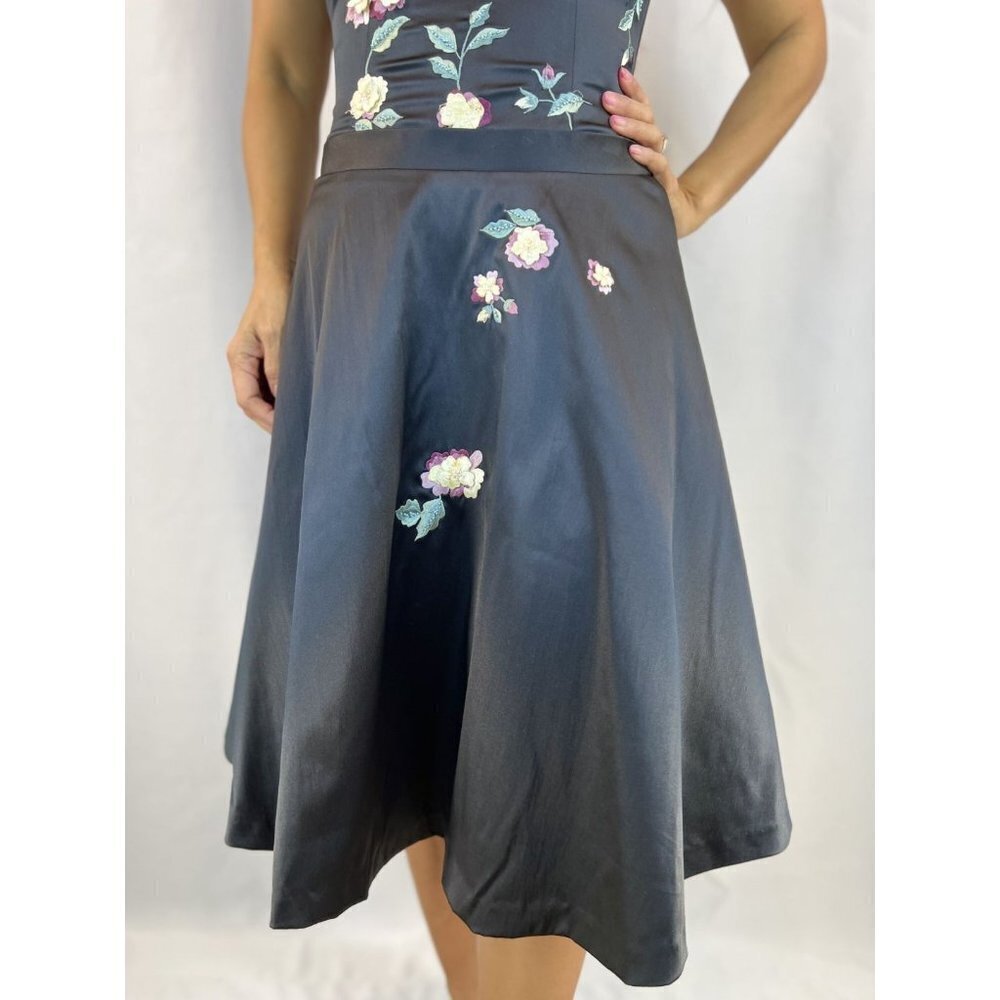 Mandalay Julian Joyce Black Satin Halter A-Line Dress $495 - Picture 5 of 12